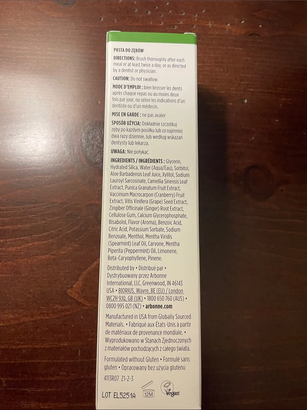 Arbonne Pure Mint Toothpaste — Brand New